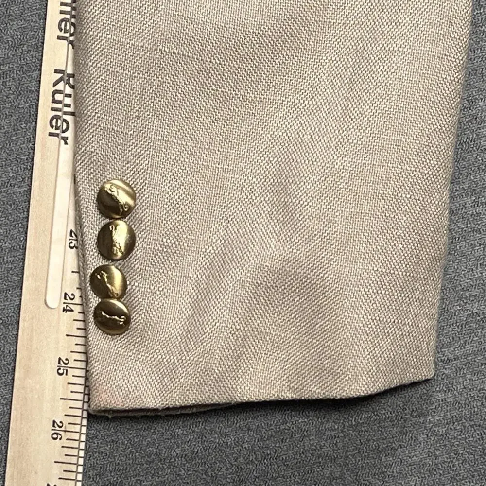 Vintage Le Tigre Sport Coat Mens 42 Beige Blazer Patch Pocket Made USA Classic